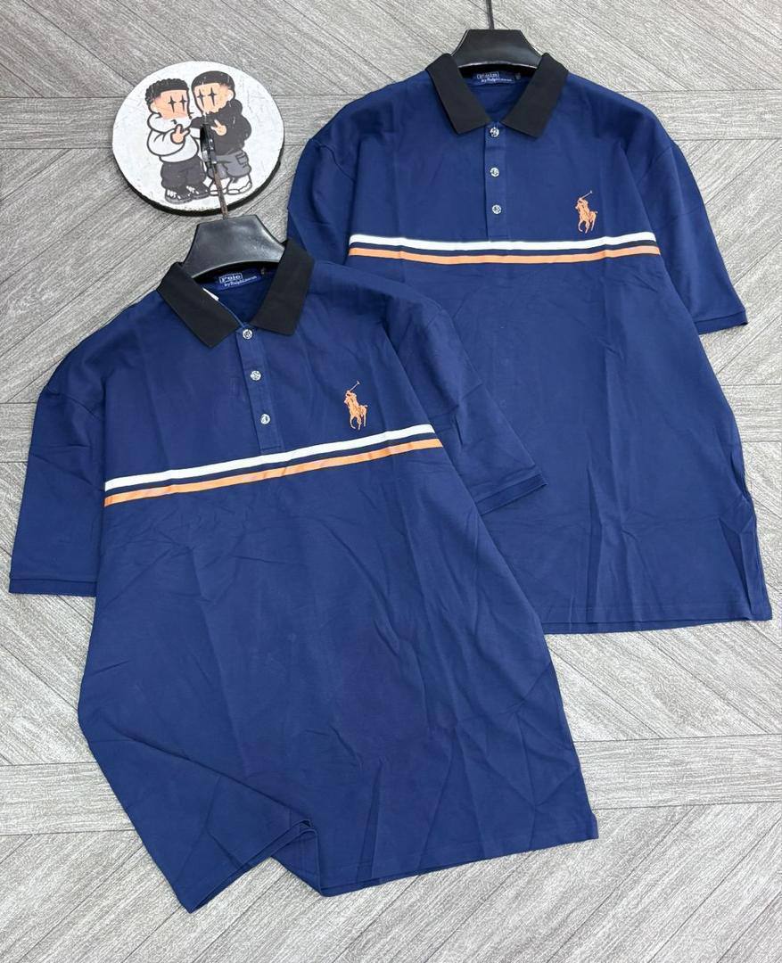 Men's Quiet Luxury Graphic Polo Collar Top – Minimalist - Image 3