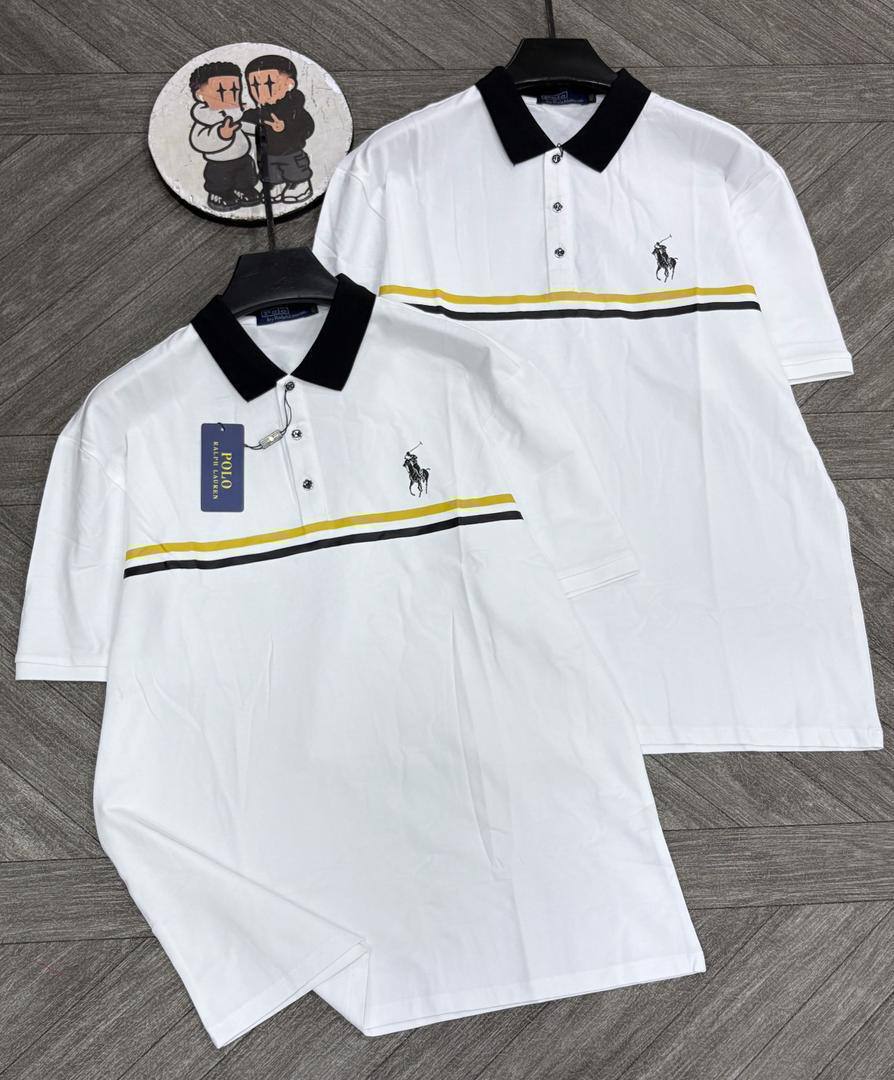 Men's Quiet Luxury Graphic Polo Collar Top – Minimalist