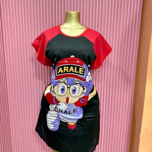 Short Sleeve Raglan Cartoon Nightgown