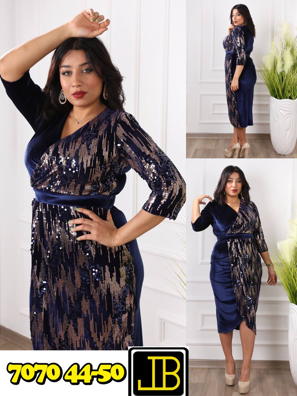 Elegant Velvet & Sequin Midi Dress