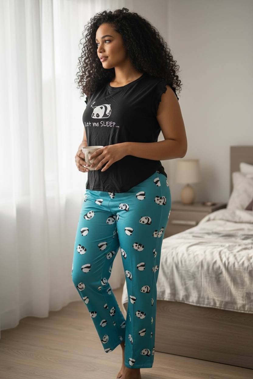 Ruffled Cap Sleeve Top & Printed Lounge Pants - Image 5