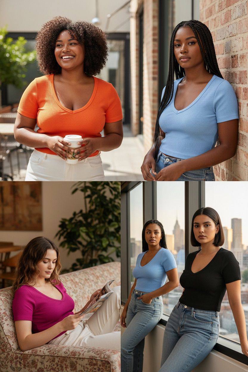 Women's Seamless Ribbed V-Neck Crop Top - Image 4