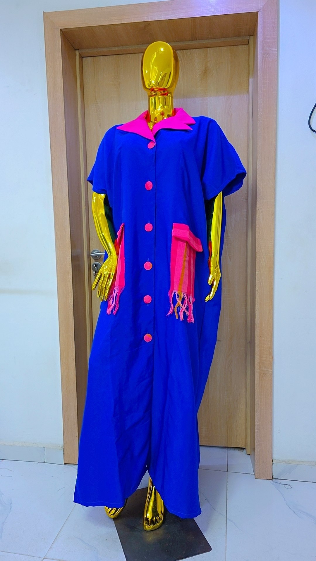 Premium Royal Blue Shirt-Style Boubou Gown
