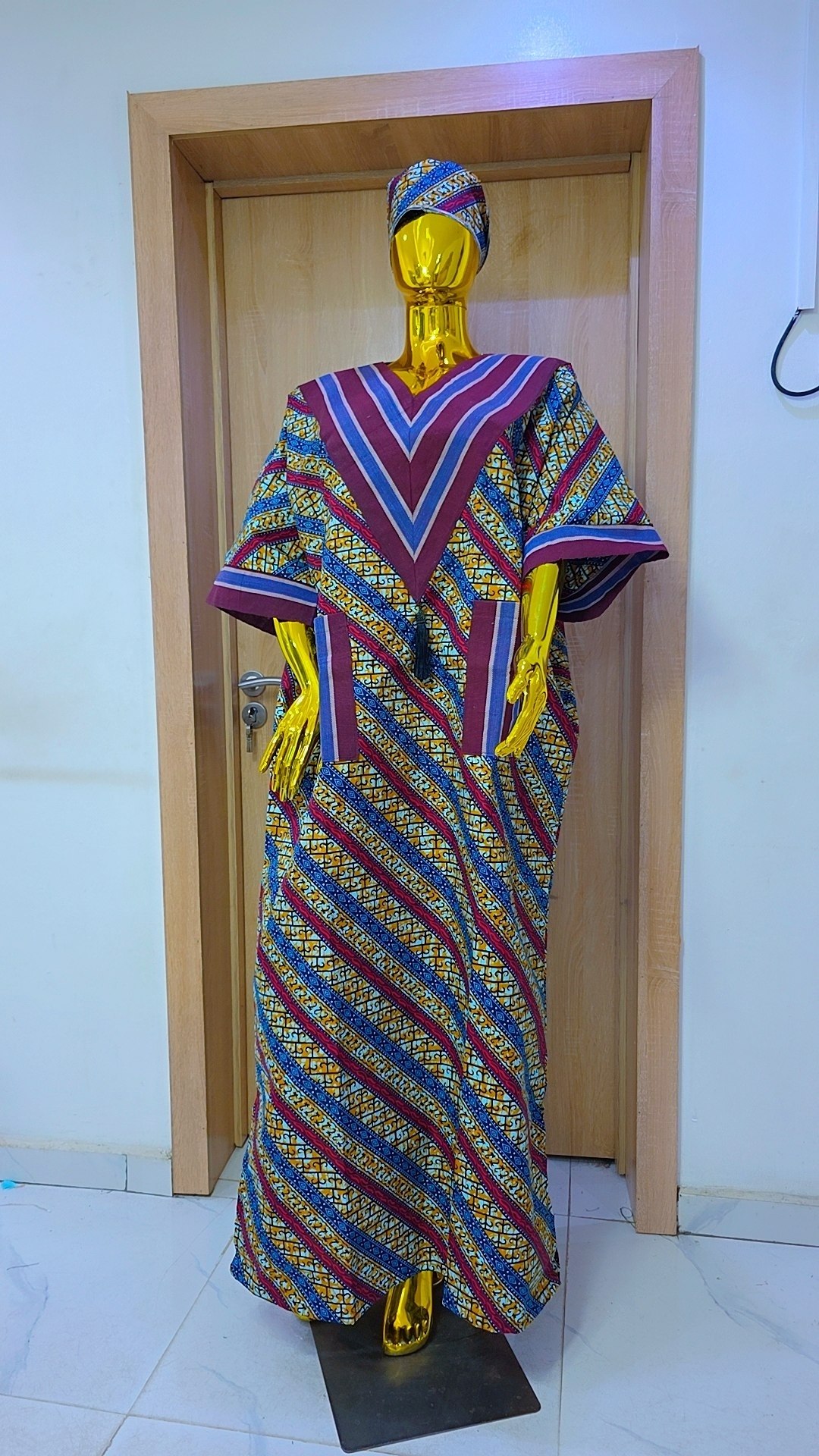 Premium Geometric Ankara Boubou Gown - Image 2