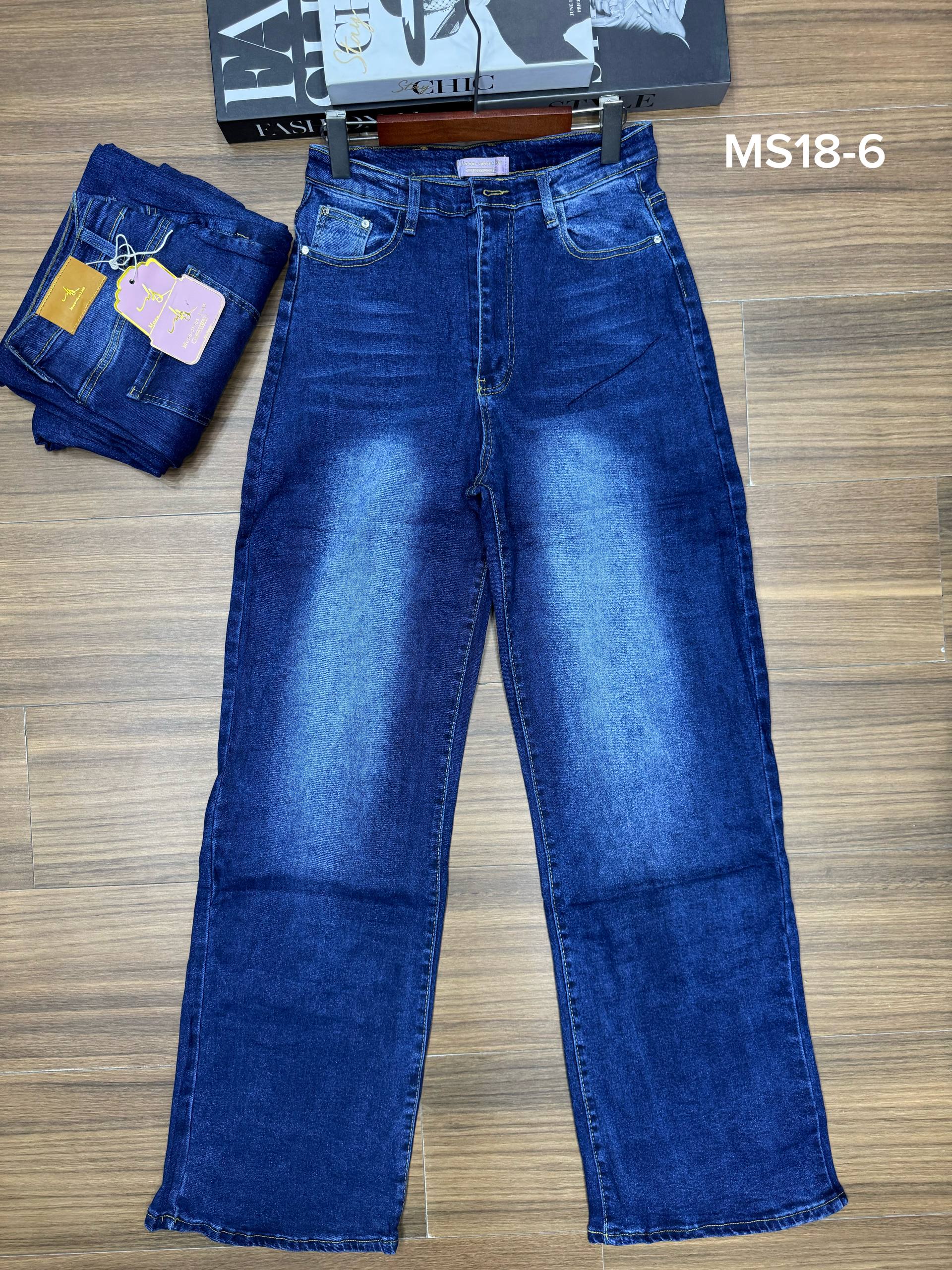 Classic Mid-Blue Wash Straight-Leg Denim Jeans - Image 3