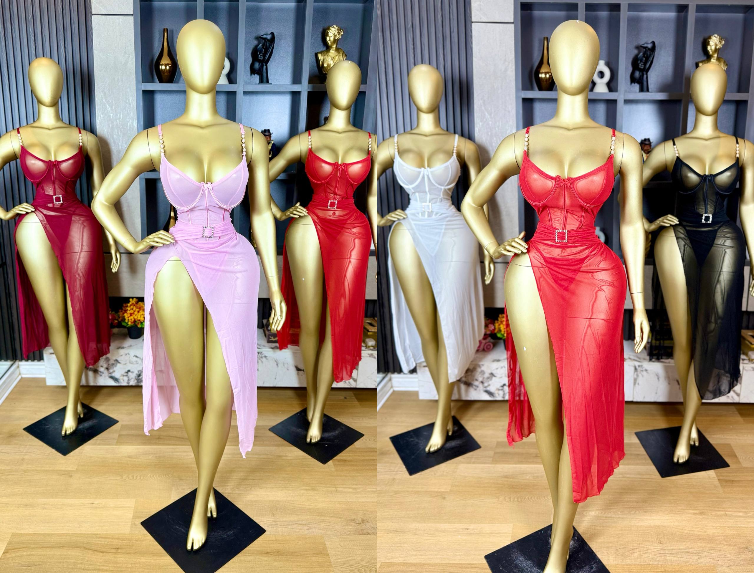 Women's Seductive Sheer Mesh Maxi Lingerie Gown (Copy)
