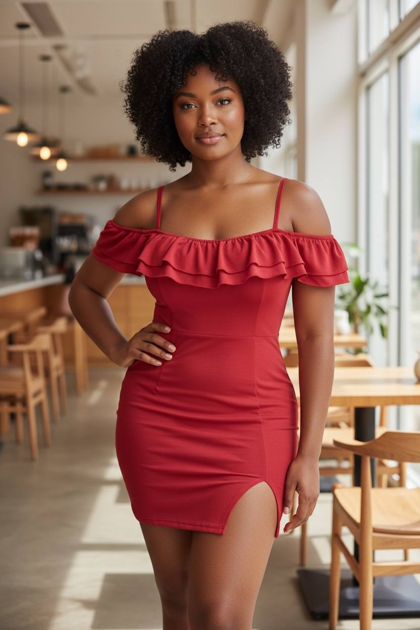 Women's Luxurious Off-the-Shoulder Ruffle Mini Dress