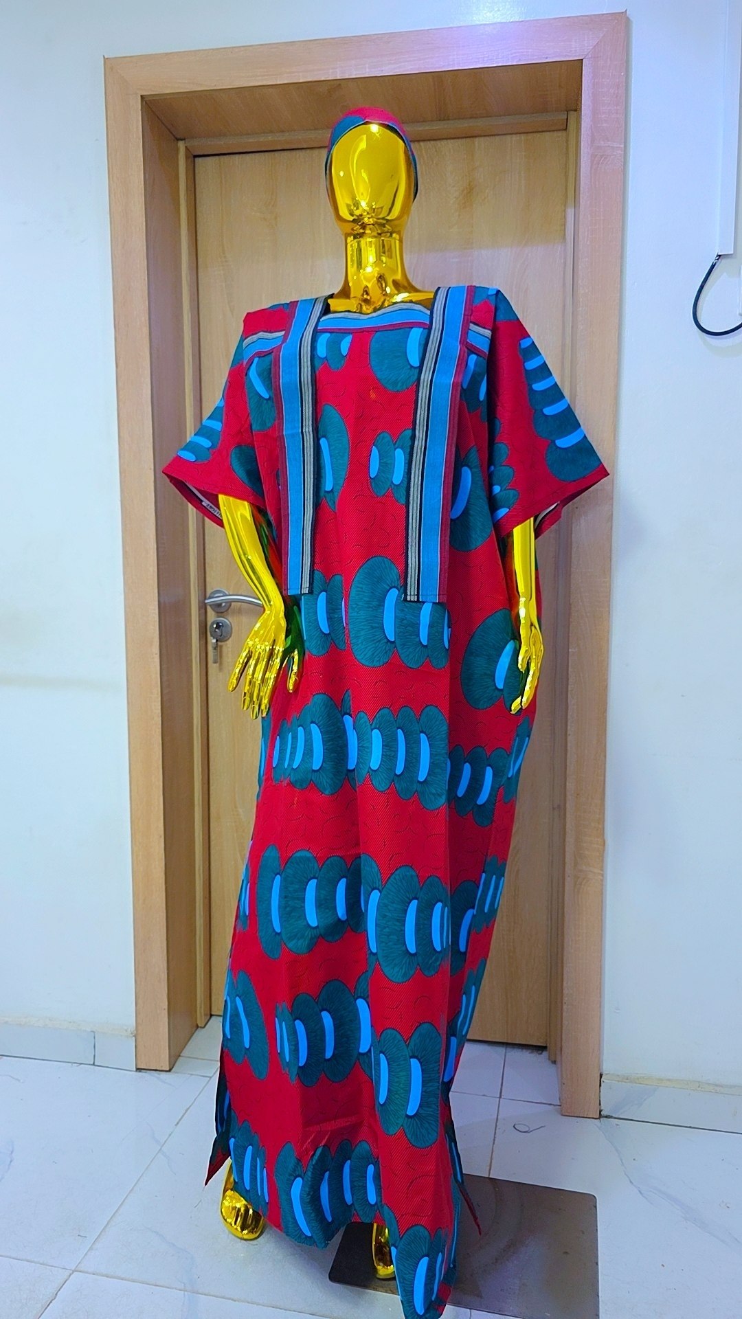 Premium Ankara Boubou Gown with Statement Striped Yok - Image 3