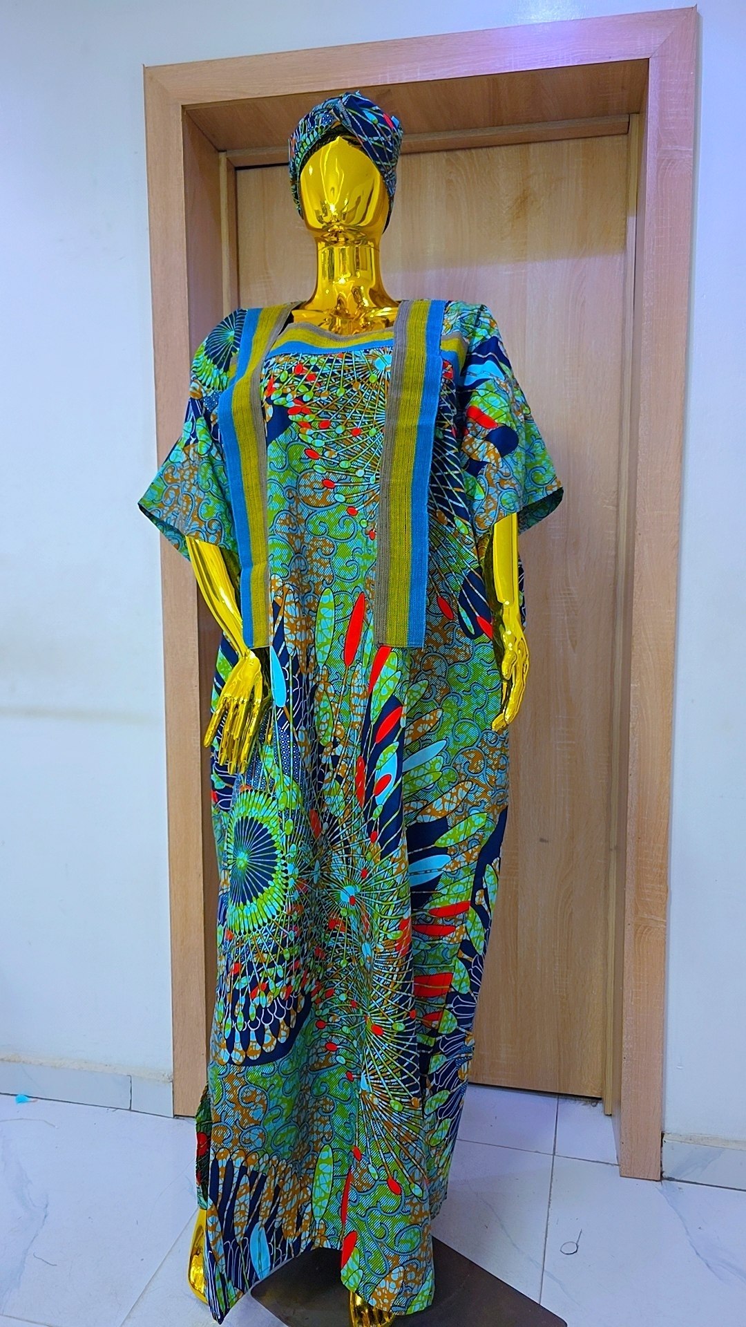 Premium Ankara Boubou Gown with Statement Striped Yok - Image 5