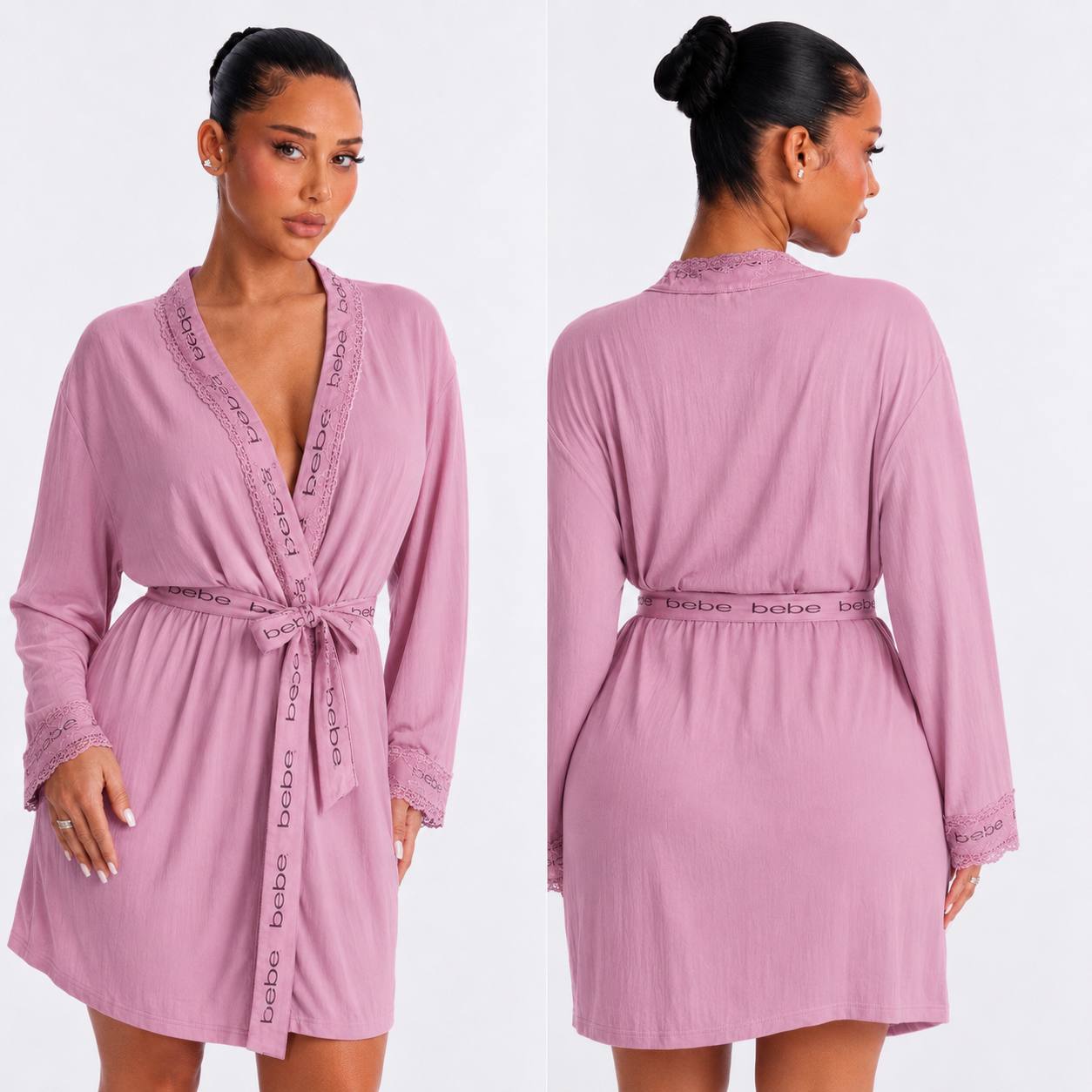 Women’s Luxury Knit Short Robe Set – Lightweight Kimono Loungewear & Boudoir Sleep Wrap - Image 8