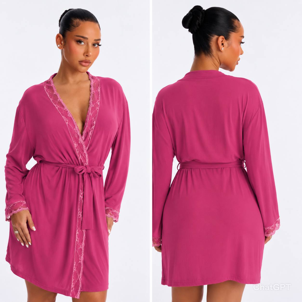 Women’s Luxury Knit Short Robe Set – Lightweight Kimono Loungewear & Boudoir Sleep Wrap - Image 5