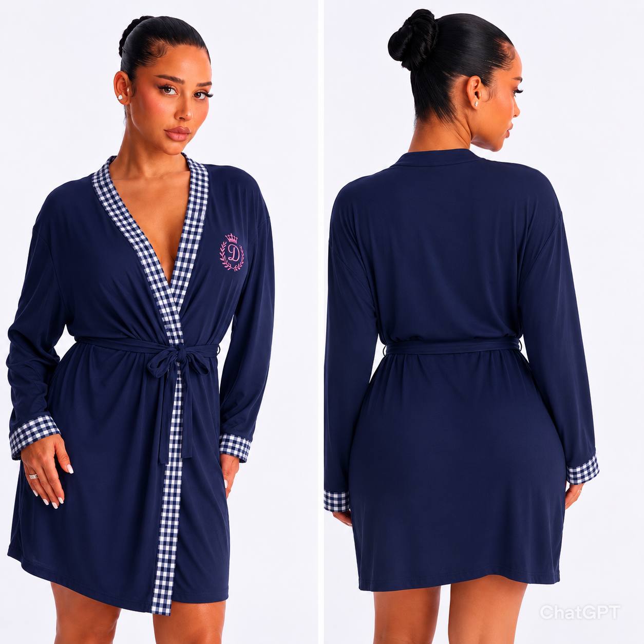 Women’s Luxury Knit Short Robe Set – Lightweight Kimono Loungewear & Boudoir Sleep Wrap - Image 4