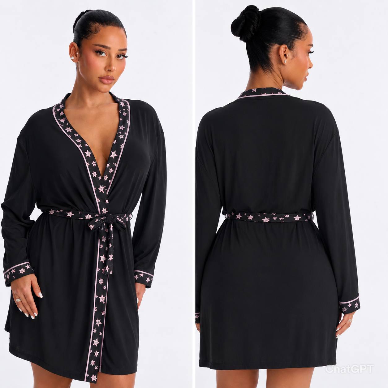 Women’s Luxury Knit Short Robe Set – Lightweight Kimono Loungewear & Boudoir Sleep Wrap