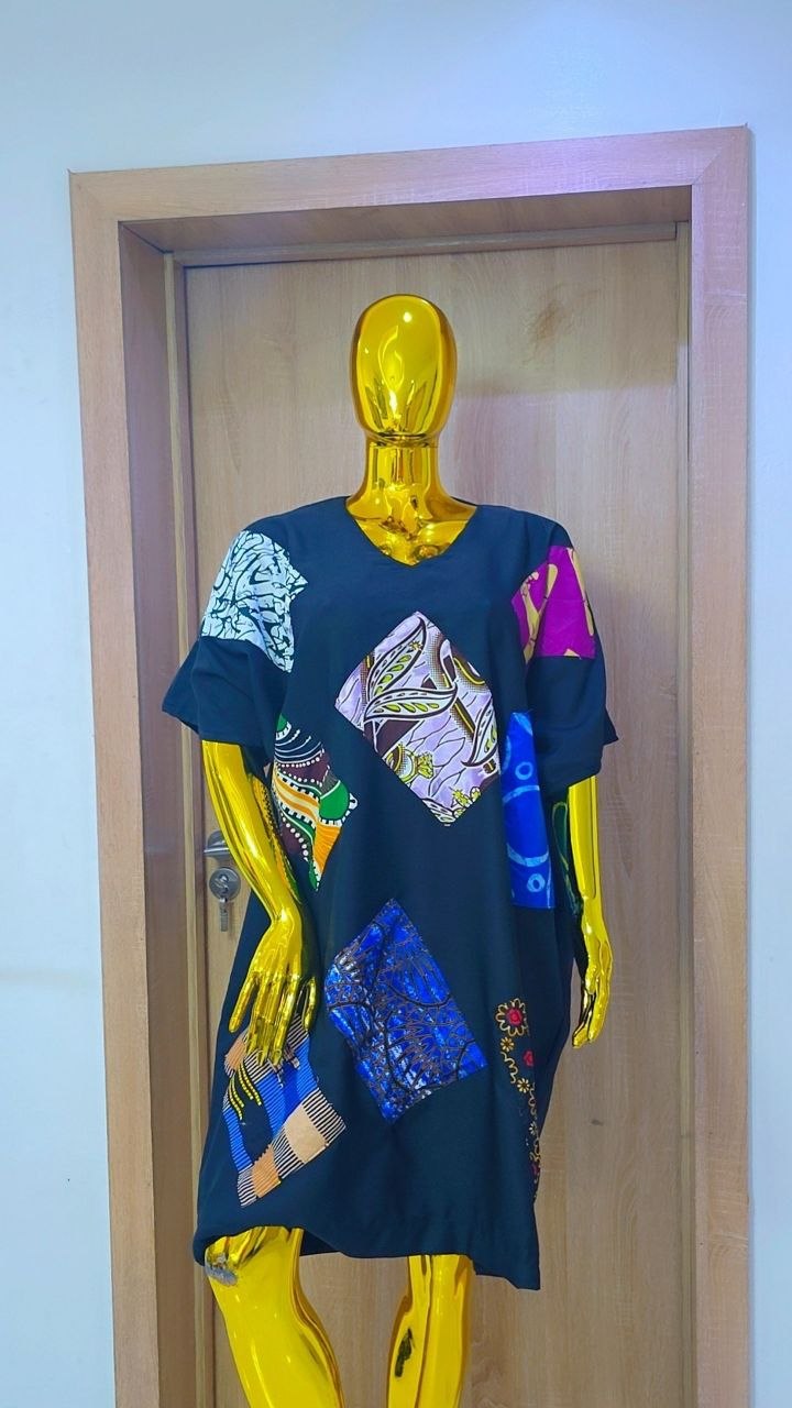 Premium Solid Patchwork Ankara Boubou Gown