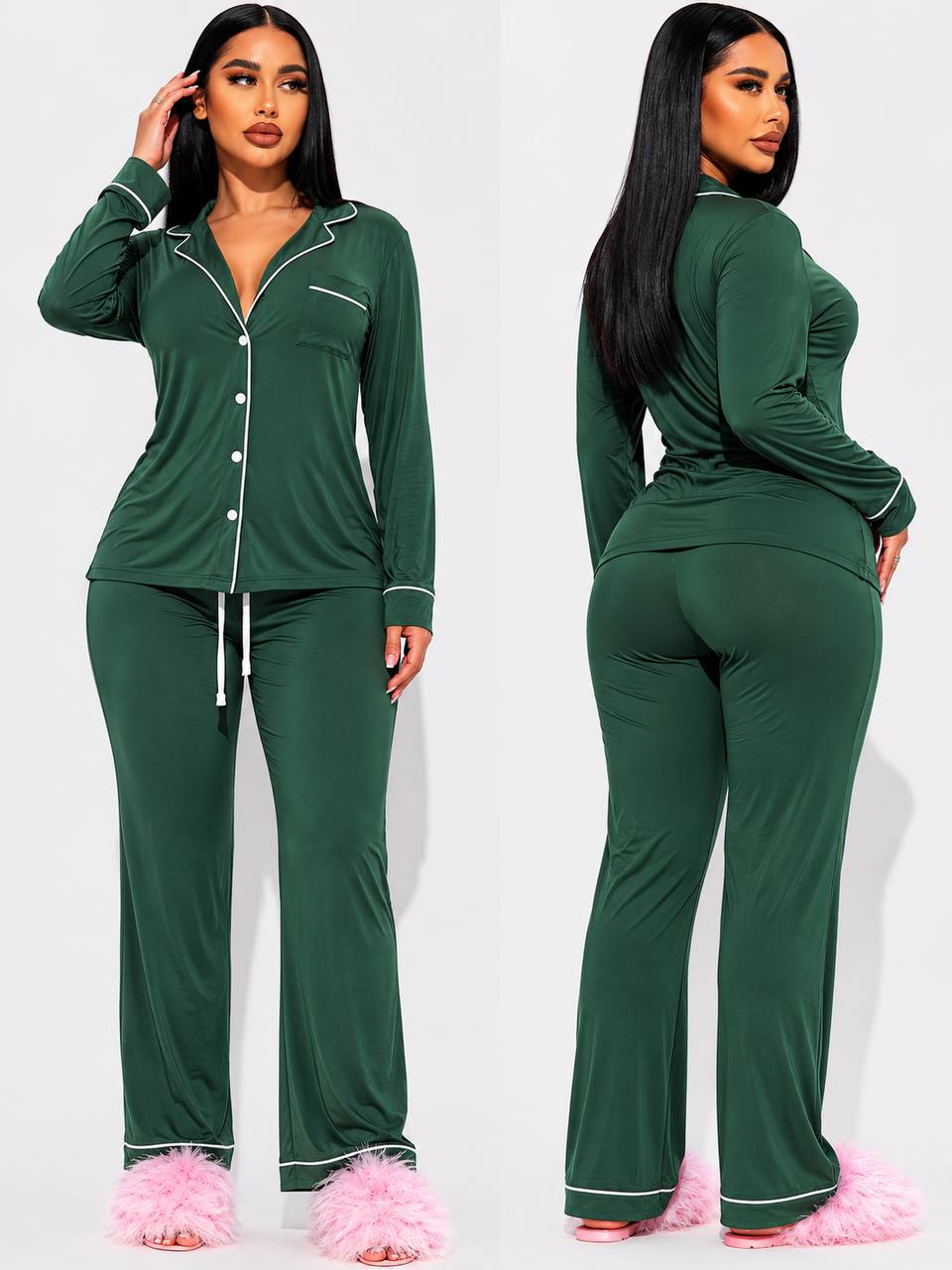 Women's Plus Size Holiday Long Sleeve Pajama Set – Cozy Winter Lounge & Sleepwear 2-Piece Set (Copy) - Image 7