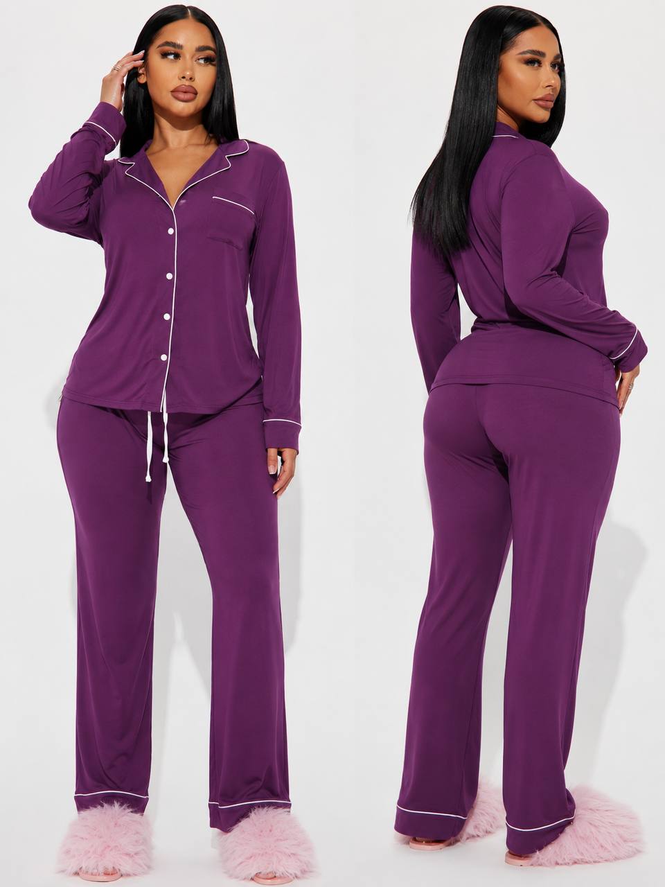 Women's Plus Size Holiday Long Sleeve Pajama Set – Cozy Winter Lounge & Sleepwear 2-Piece Set (Copy) - Image 5