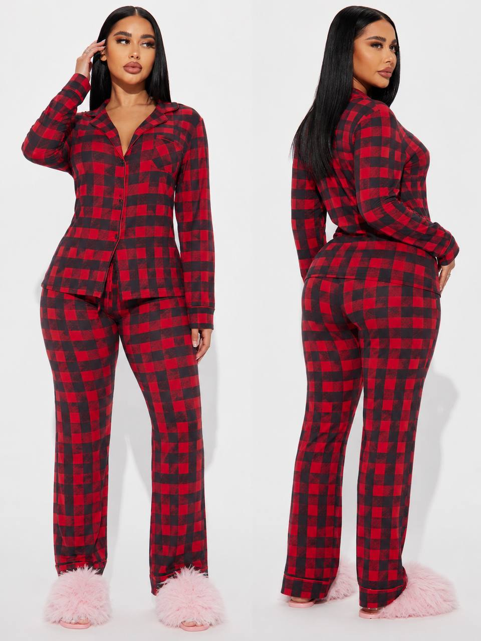 Women's Plus Size Holiday Long Sleeve Pajama Set – Cozy Winter Lounge & Sleepwear 2-Piece Set (Copy) - Image 4