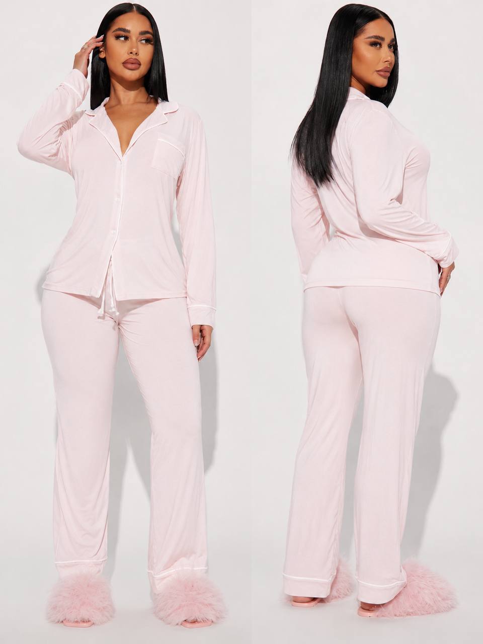 Women's Plus Size Holiday Long Sleeve Pajama Set – Cozy Winter Lounge & Sleepwear 2-Piece Set (Copy) - Image 3