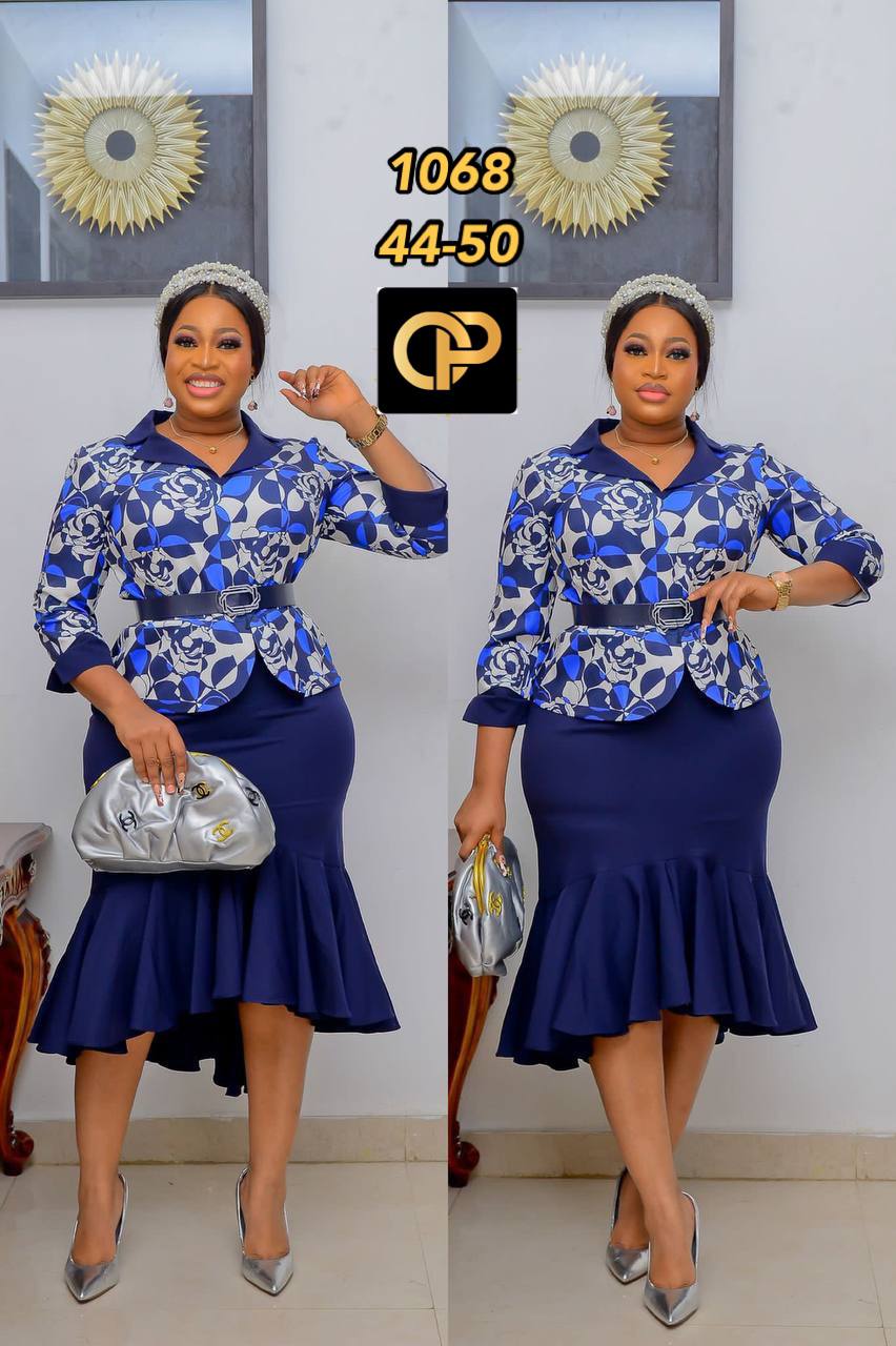 Vintage Floral Peplum Jacket & Fishtail Skirt Set - Image 2