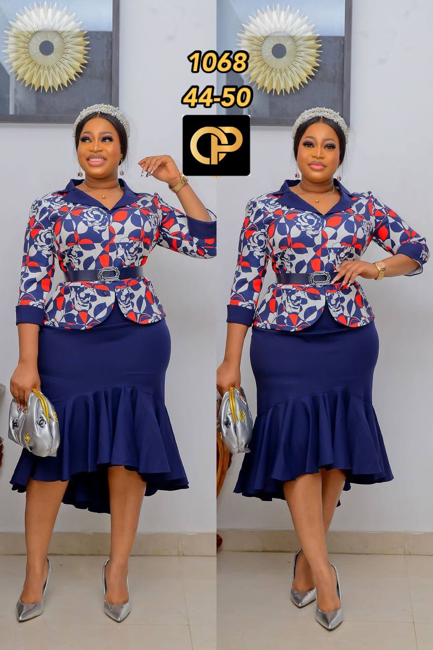 Vintage Floral Peplum Jacket & Fishtail Skirt Set