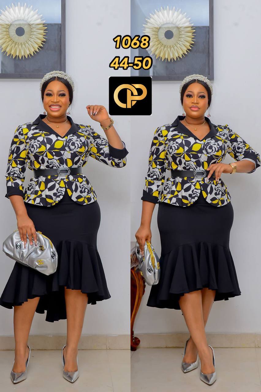 Vintage Floral Peplum Jacket & Fishtail Skirt Set - Image 5