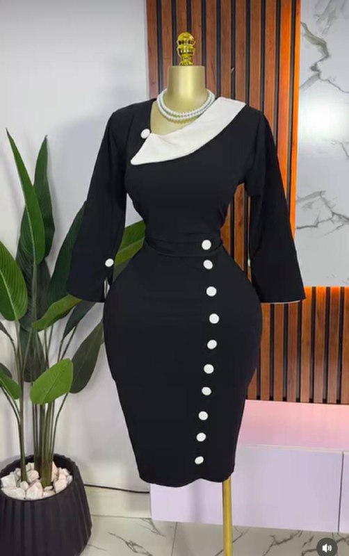 Sweetheart Neckline Long-Sleeve Corporate Gown with Contouring White Piping
