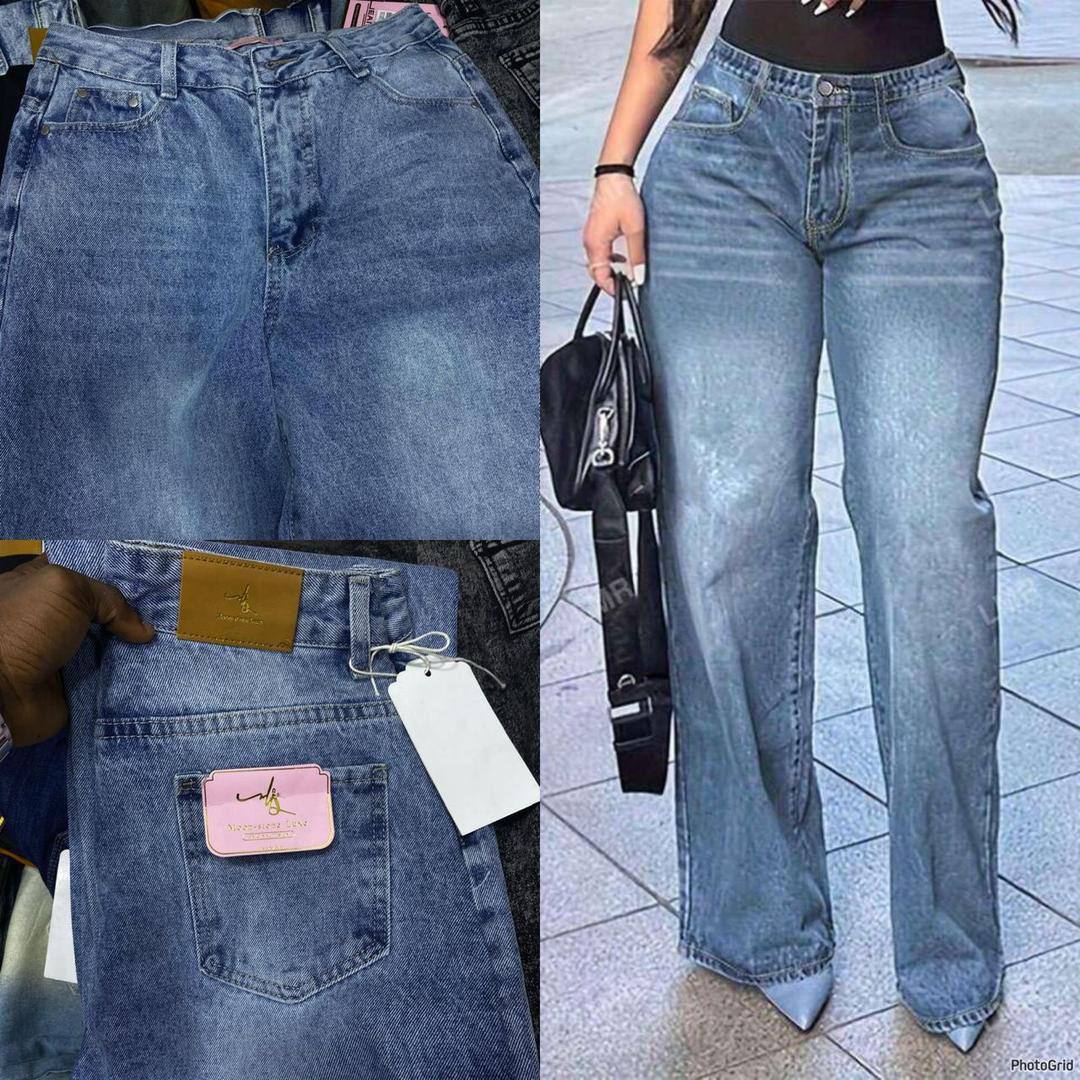 Classic High-Waist Wide-Leg Denim Trousers