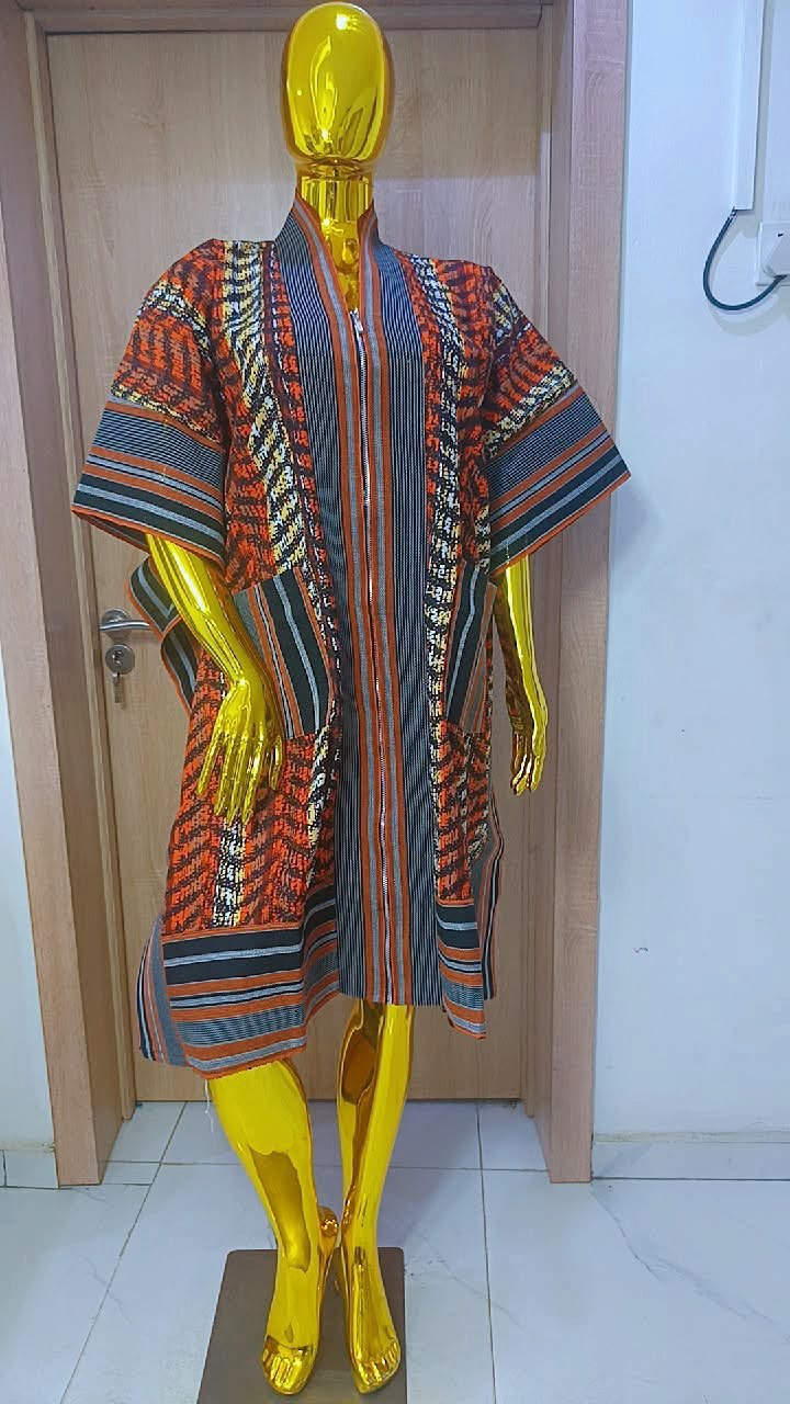 Premium Handwoven Aso Oke Zippered Kimono Jacket Buba - Image 3