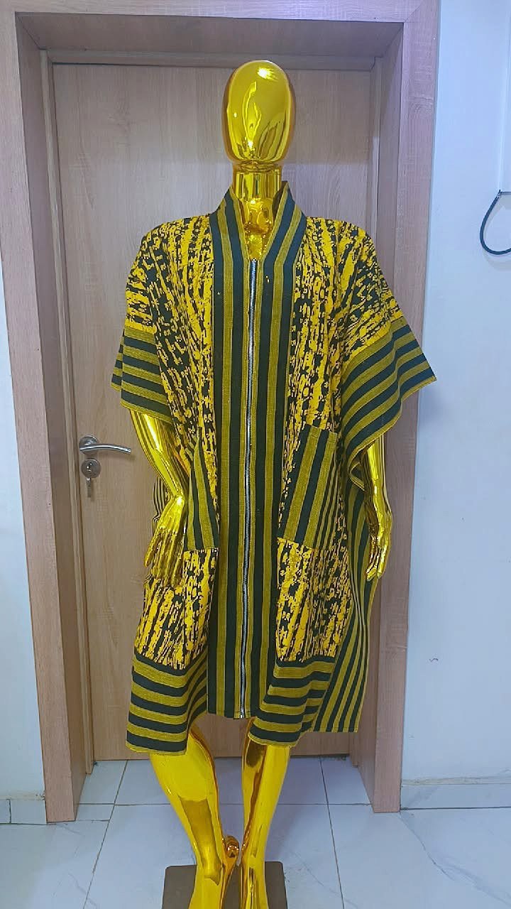 Premium Handwoven Aso Oke Zippered Kimono Jacket Buba - Image 4