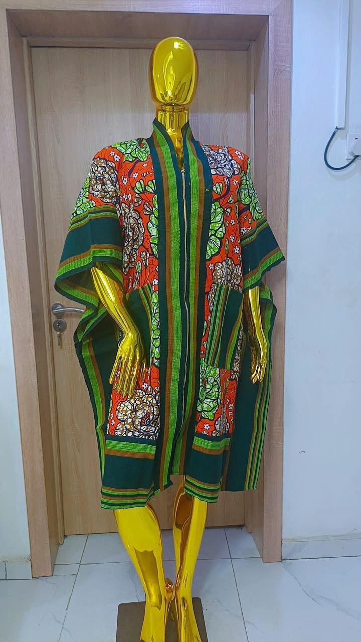 Premium Handwoven Aso Oke Zippered Kimono Jacket Buba - Image 5