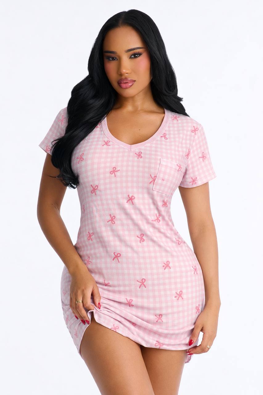 Women’s Premium Short Sleeve Sleep Dress – Ultra-Soft V-Neck Nightshirt with Chest Pocket - Image 3