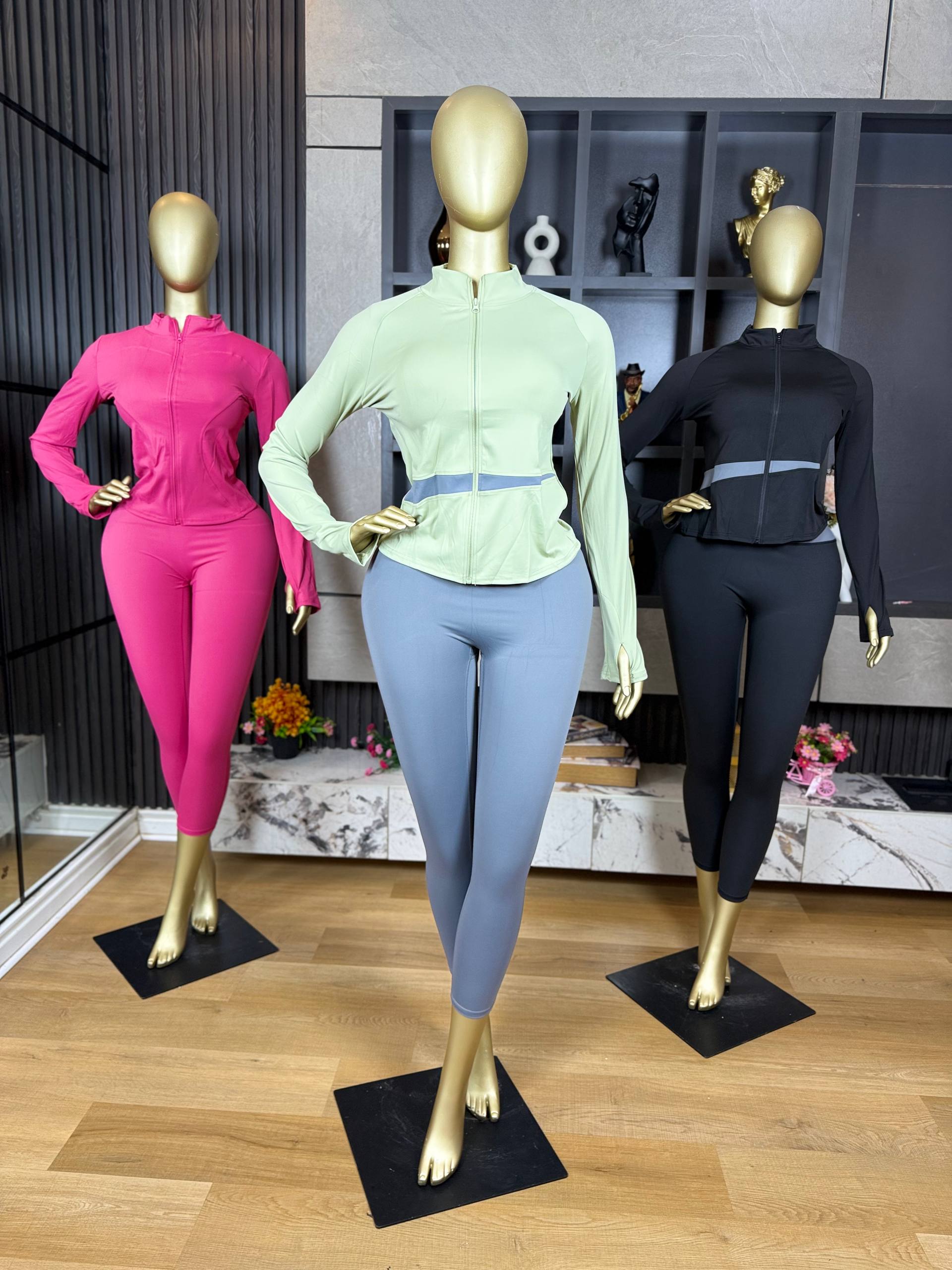 Full-Zip Track Jacket and High-Waisted Leggings