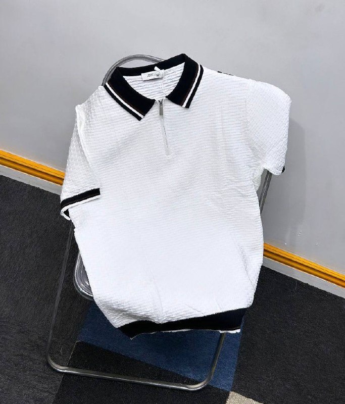 Men's Textured Retro Zip Knit Polo Shirt - Image 5
