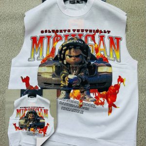 Men's Bold Michigan Graphic Muscle Tee Sleeveless Streetwear Vest