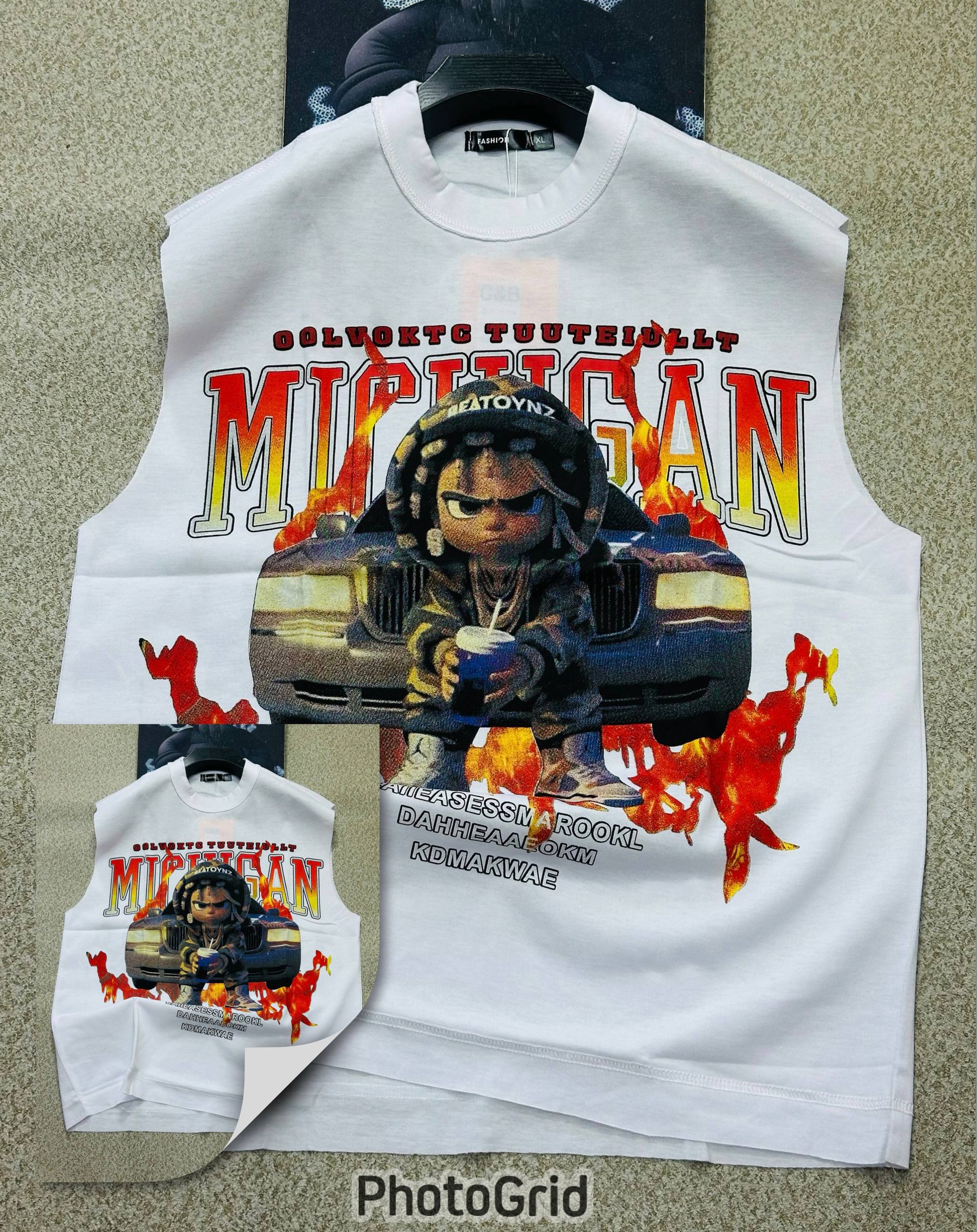 Men's Bold Michigan Graphic Muscle Tee Sleeveless Streetwear Vest
