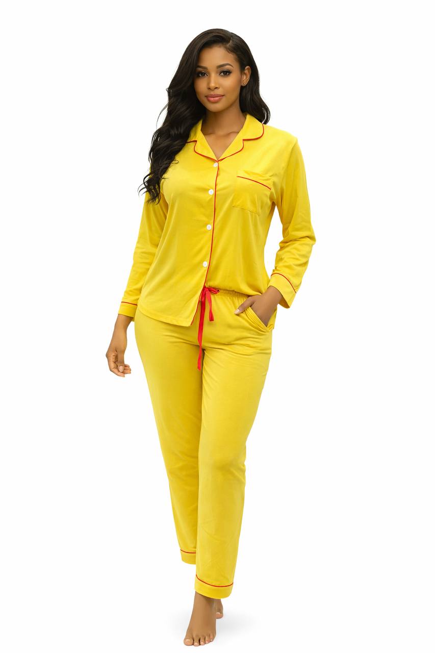 Women’s Premium 2-Piece Classic Pajama Set – Long Sleeve Button-Down Sleepshirt & Lounge Pants Collection