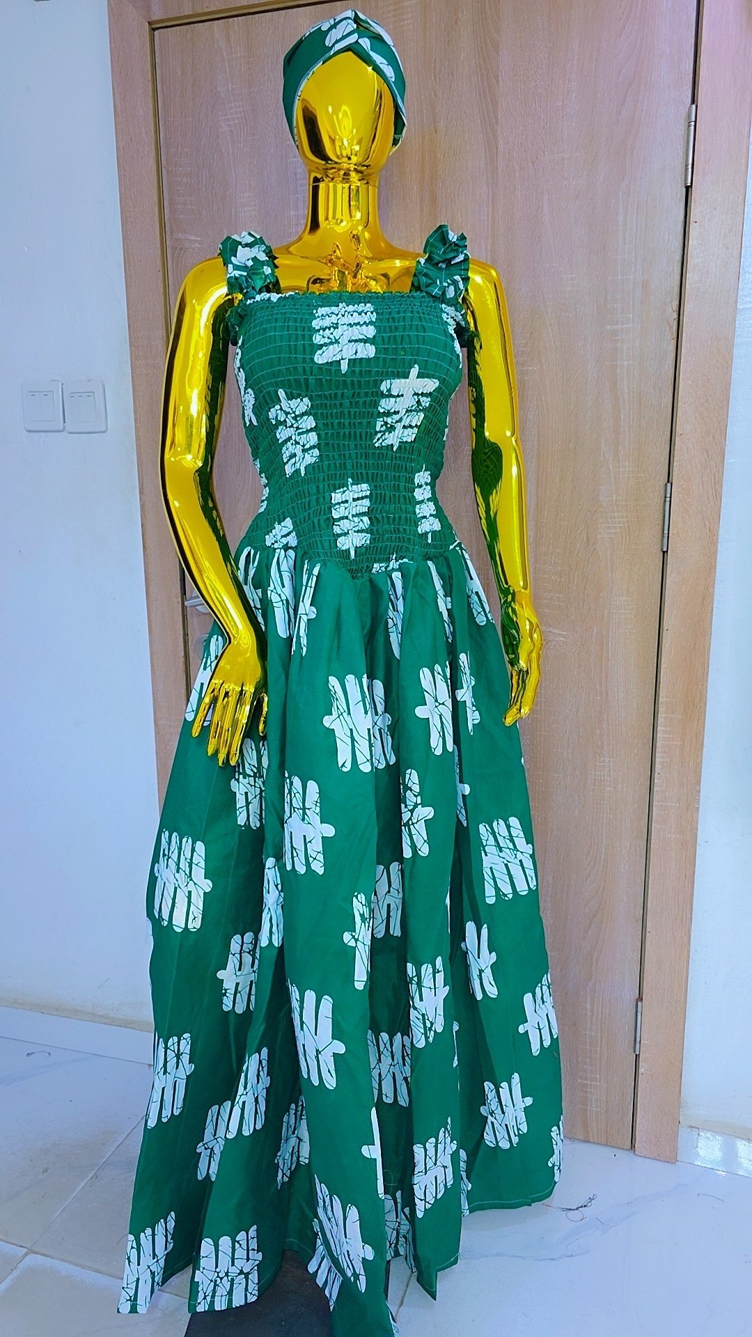 Vibrant Native Gown with Matching Headwrap