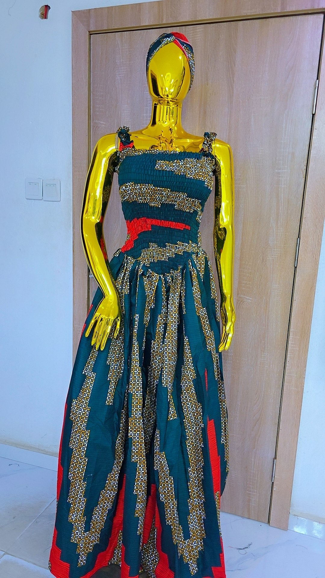 Vibrant Native Gown with Matching Headwrap