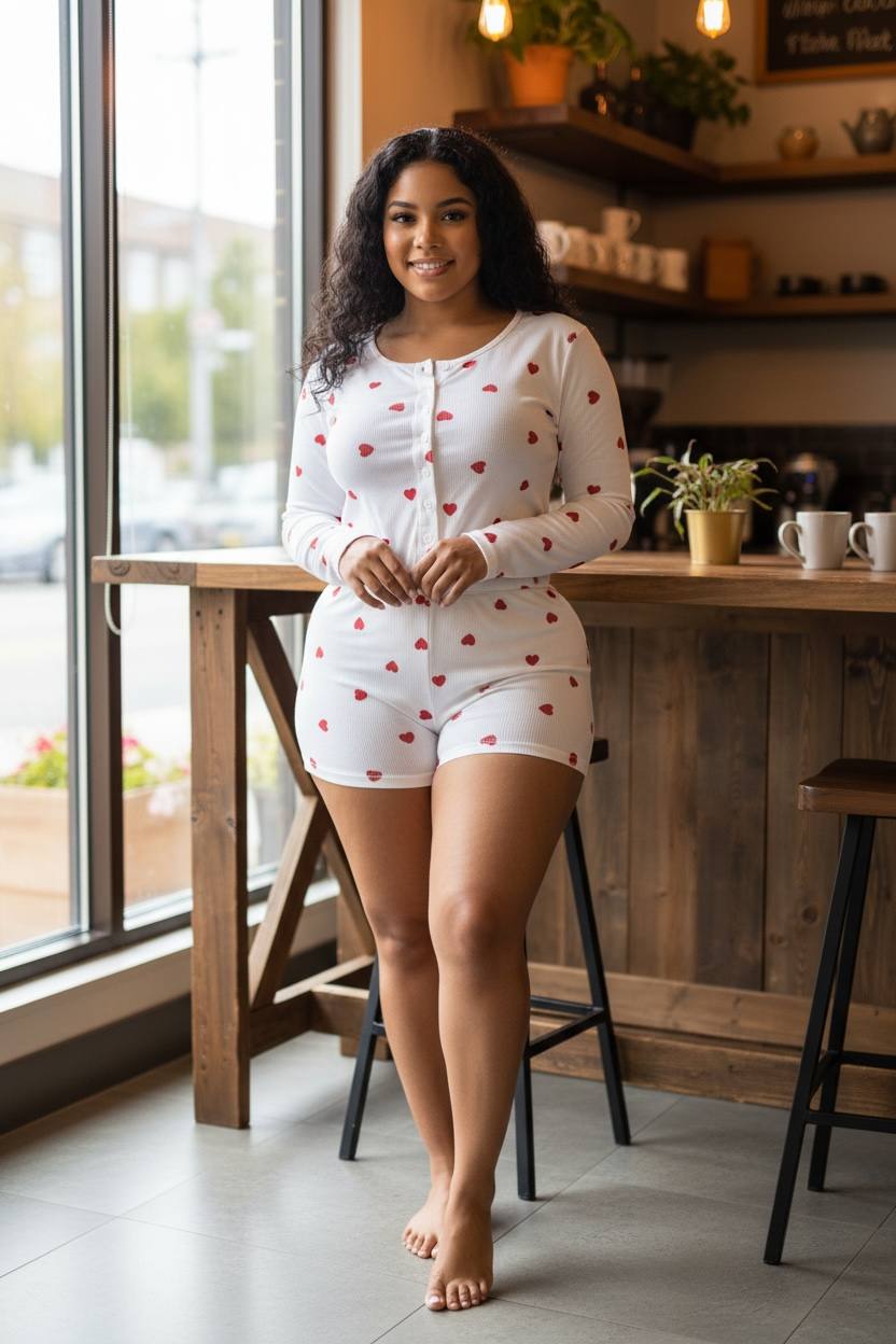 Long Sleeve Button-Front Top & Shorts Loungewear