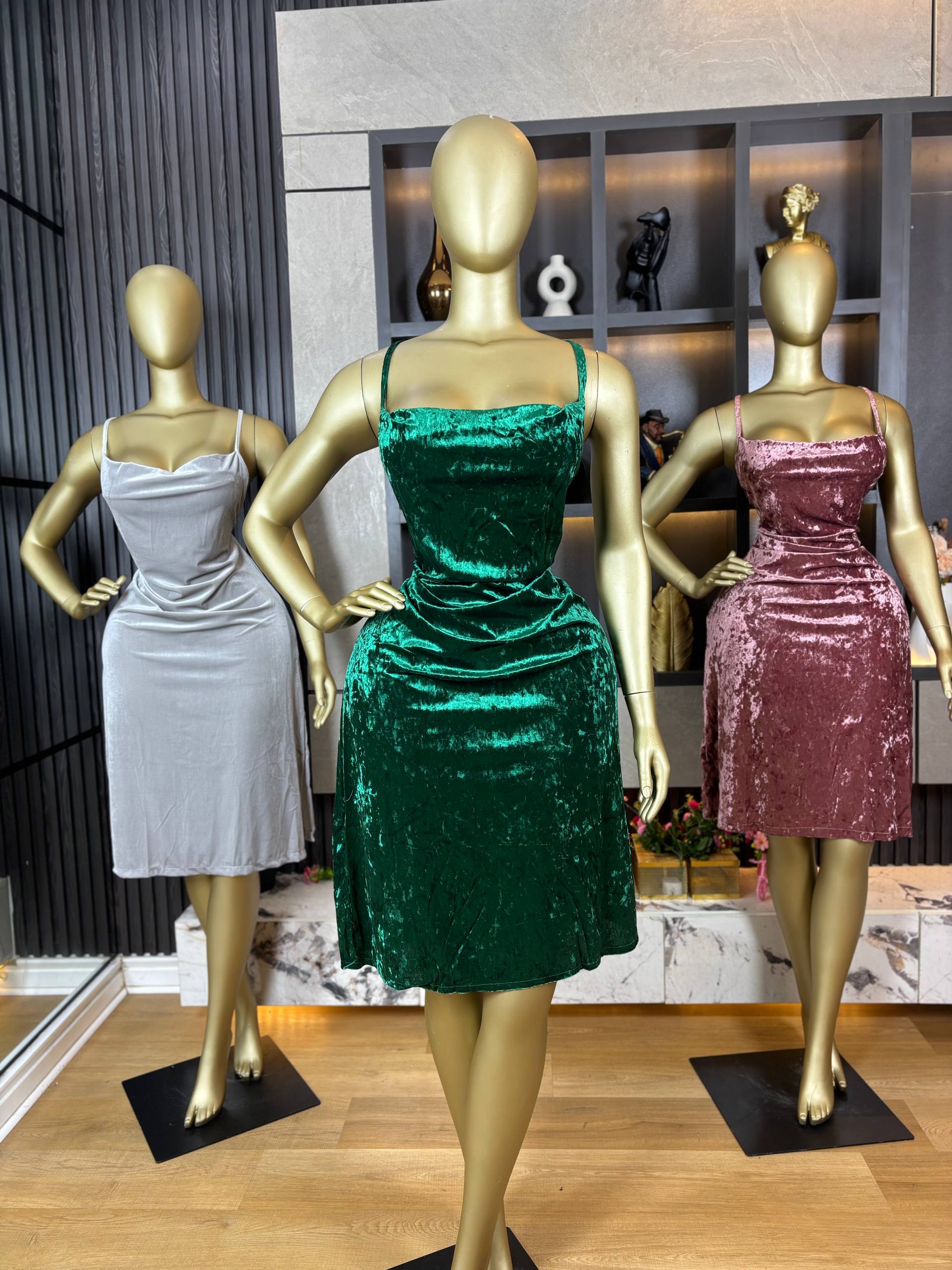 Crushed Velvet Cowl Neck Midi Dress Elegant Cocktail Evening Party Dress - Image 3