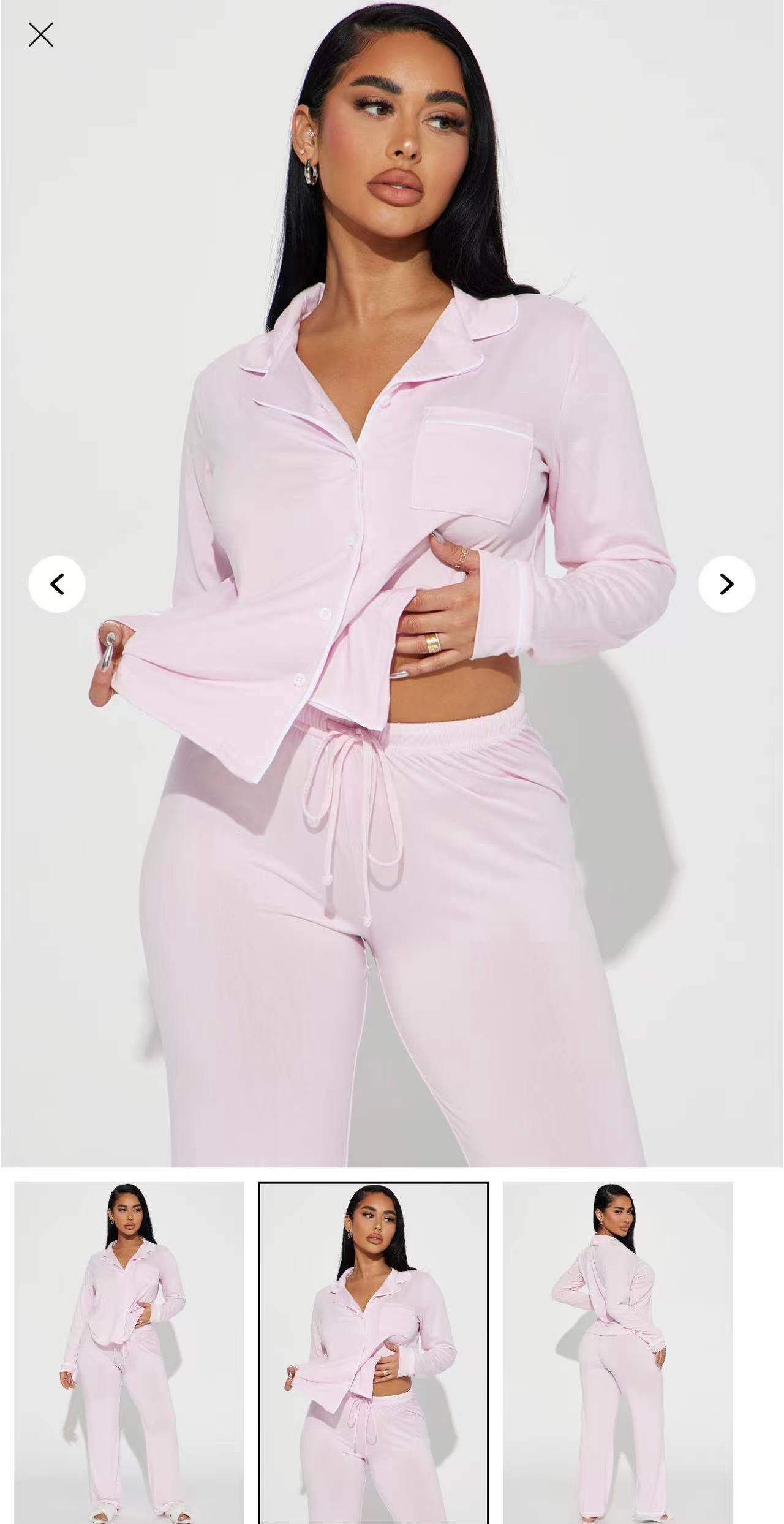 Soft Knit Button-Up Top and Drawstring Pants Loungewear - Image 3