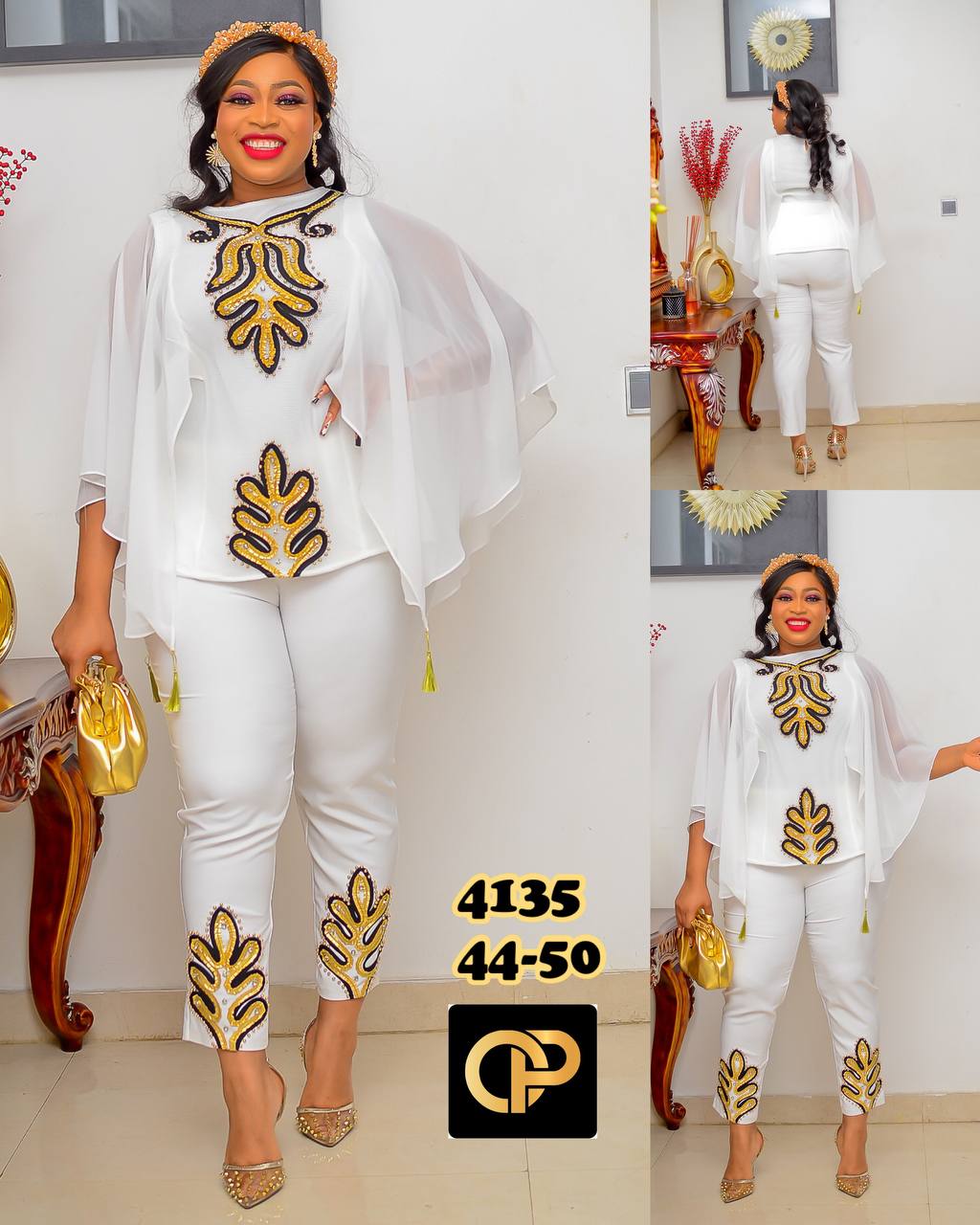 Monarch Cape Chiffon Trouser Set - Image 3