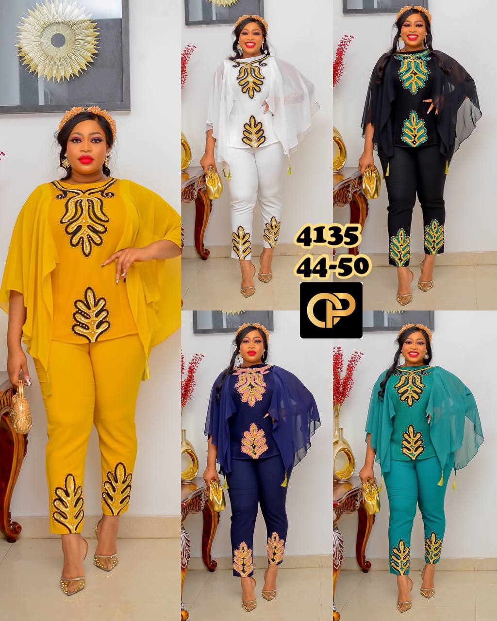 Monarch Cape Chiffon Trouser Set - Image 5