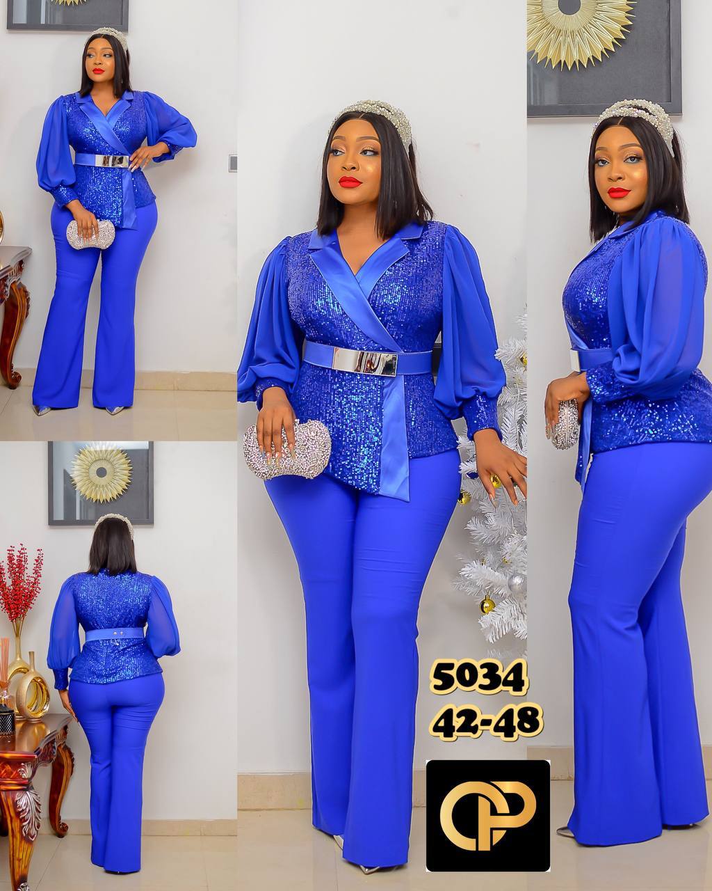 Cleopatra Sequin Wrap Peplum Trouser Set - Image 6