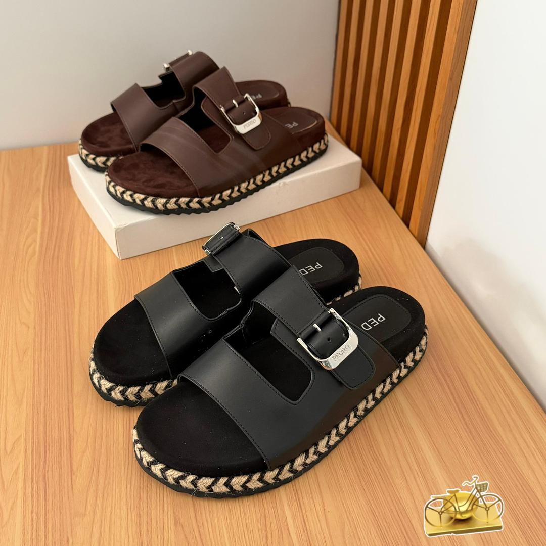Premium Leather Dual-Band Espadrille Platform Sandals - Image 2