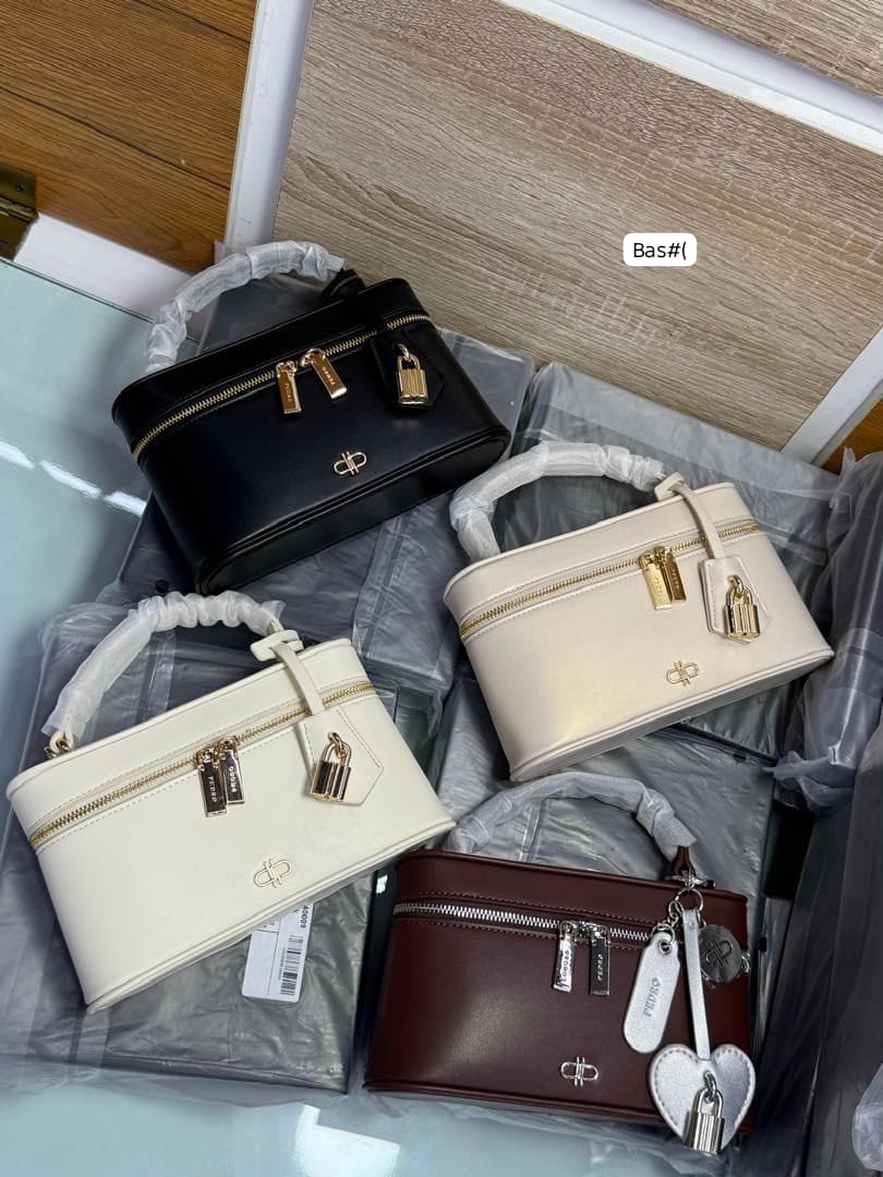 PEDRA Premium Vanity Case Top-Handle Handbag with Gold Padlock Charm