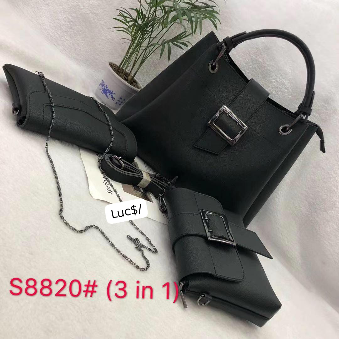 Luxury Convertible Shoulder Tote, Crossbody Pouch, and Chain Clutch Trio - Image 2
