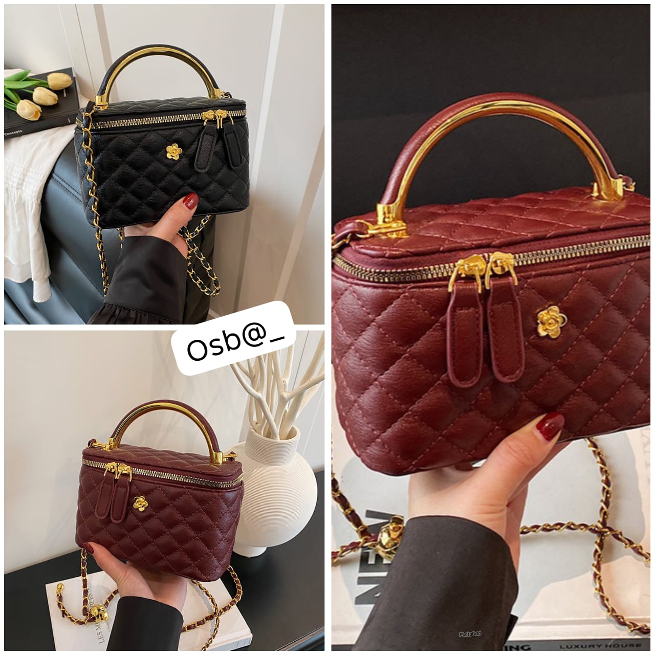 Elegant Small Top-Handle Handbag with Gold Chain Strap