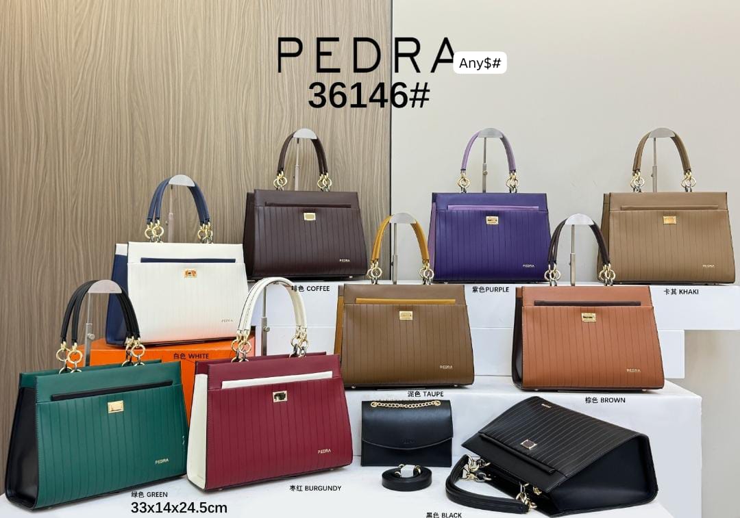 Premium Vertical-Pleat Top-Handle Satchel with Chain Accents and Matching Envelope Pouch - Image 2
