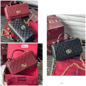 Gucci Heritage Embossed Top-Handle Clutch